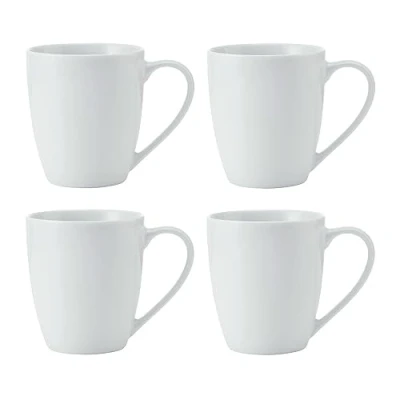 Immagine di Mikasa Chalk tazze di porcellana, Set 4 bianche per tè e caffè, 380 ml, sicure lavastoviglie microonde