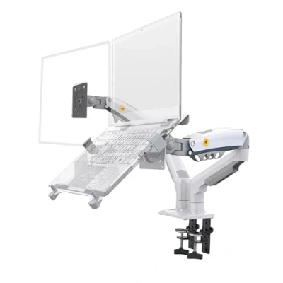 Immagine di NB North Bayou Supporto monitor per Laptop, Braccio porta 2 in 1, Schermo del Computer 17 27&quot; Notebook 10 a Pollici, Carico 9 kg VESA 75/100 mm F160 FP Bianco