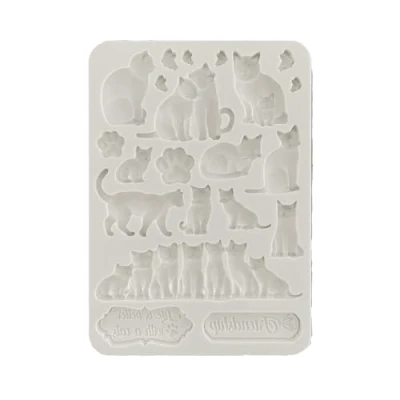 Immagine di Stamperia Stampo in Silicone A5 a Forma di Orchidee e Gatti, Grigio, 6 x 8