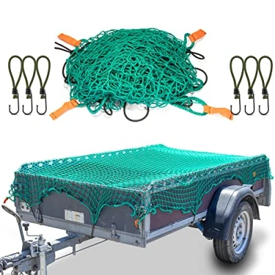 Immagine di CargoVA® Rete intelligente per rimorchi 2x3M con corda in gomma, marcature angolari e ganci un fissaggio perfetto del carico