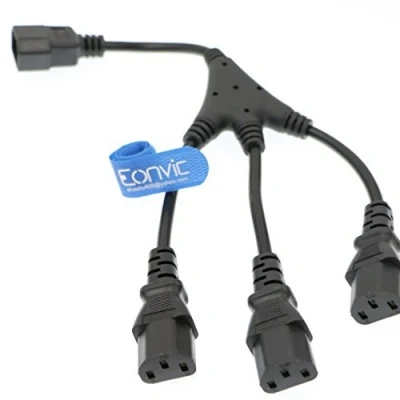 Immagine di Eonvic, cavo di alimentazione con splitter a Y, da IEC 320 C14 maschio 3 C13 femmina, 30 cm