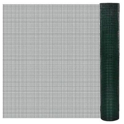 Immagine di vidaXL Recinzione in Rete per Pollaio Rivestita PVC 25x1 m Verde, recinto Rete, Filo di recinto, Metallica