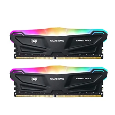 Immagine di 【RGB DDR4 RAM】GIGSASTONE Game PRO 16GB kit(2x8GB) 3200MHz PC4 25600 CL 16 20 40 Intel XMP 2.0 AMD Ryzen 1.35V UDIMM 288pin Unbuffered Non ECC Ideale Desktop alta prestazione Memoria Nero