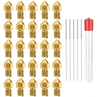 Immagine di Meafeng 25pcs 0.5mm MK8 Ugello Stampante 3D in Ottone per Ender 3 5 Makerbot Creality CR 10 Con Aghi di Pulizia e Scatola Immagazzinaggio Metall