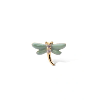 Immagine di SINGULARU Orecchino Singolo Libellula. Argento Sterling 925 con Finitura in Oro 18Kt, Smalto e Zirconi. Gioielli per Donna
