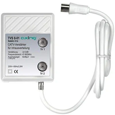 Immagine di Axing Amplificatore a banda larga TVS 8 01 con 2 uscite (2 x 12 dB) per cavo DTT e FM o TV