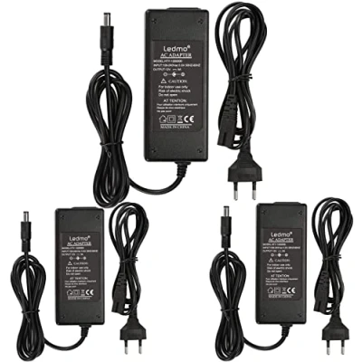 Immagine di LEDMO 3 Pezzi Alimentatore 12V 5a Trasformatore 60W, per Spina di Alimentazione Notebook, Striscia LED, Schermo TFT LCD, Radio, Nas, HD Esterno, Router, Hub, Switch, ECC.