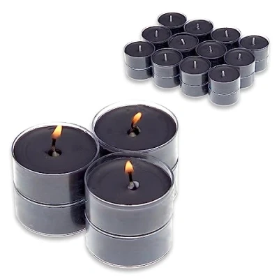 Immagine di Candelo Set di 24 luci profumate Ambiente Candela profumata Black Rose Tealight in custodia plastica 3,8 x 1,7 cm durata 4 ore lumini nero