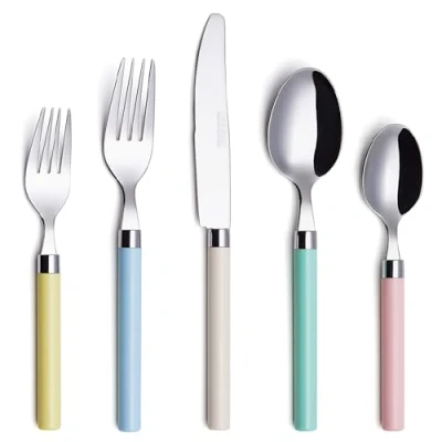 Immagine di Exzact Set di posate 20 pezzi in acciaio inox, Lavabile lavastoviglie, colori misti