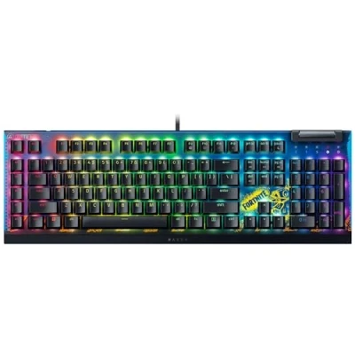 Immagine di Razer BlackWidow V4 X Fortnite Edition Tastiera da gioco meccanica con RGB (interruttori gialli, 6 tasti macro dedicati, keycaps ABS Doubleshot) QWERTY US layout