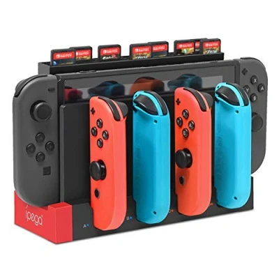 Immagine di FYOUNG Caricabatterie JoyCons Supporto per Nintendo Switch, controller 4 in 1 e stazione di ricarica con indicatore LED slot scheda gioco Switch