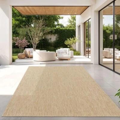 Immagine di TT Home Tappeto Per Esterni Cucina Balcone Terrazza Design Moderno Monocolore, Colore:Natura, Dimensione:160x220 cm