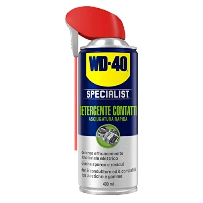 Immagine di WD 40 Specialist Detergente Contatti Asciugatura Rapida Non Conduttivo Rimuove Olio, Grasso, Sporco per Apparecchiature Elettroniche Tutti i Metalli, Plastica, Gomma NSF K2 400ml