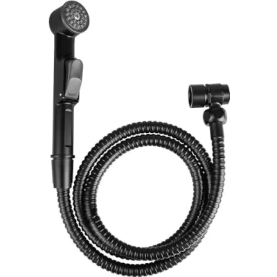 Immagine di Cornat SA144 Set Doccia Mobile con doccetta e Tubo Flessibile, Facile da Cambiare, Supporto a Parete, Colore: Nero Opaco