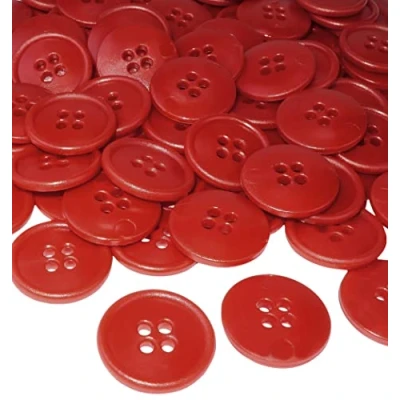Immagine di AERZETIX C56527 Set di 100 bottoni per cucire rotondi Ø20x3mm 32L L32 con 4 fori colore rosso in plastica apertura 3mm merceria cucito abbigliamento moda maglia decorazione