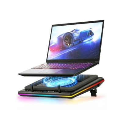 Immagine di llano Basi di Raffreddamento per PC Portatile Gaming RGB con Controllo Tatto Continuo &amp; Tappetino Mouse, 3 Porte USB A, Ventilatore Turbo Extra Potente, Compatibile Notebook da 15 19