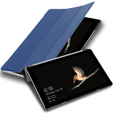 Immagine di Cadorabo Custodia Tablet per Microsoft Surface Go in BLU SCURO JERSEY Copertura Protettiva Molto Sottile di Similpelle Stile Libro SENZA Auto Wake Up e Funzione Stand
