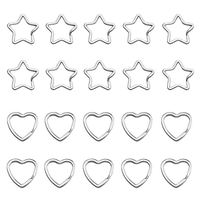 Immagine di HAOBIN Anelli Portachiavi A Forma Di Stella Anello In ​​Metallo Mini Stabile,Come Portachiavi,10 Pezzi Cuore,10