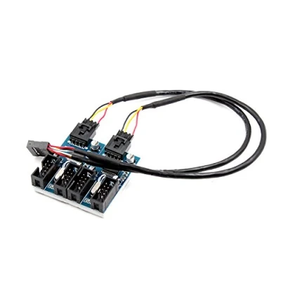 Immagine di iHaospace hub USB interno 1 a 4, scheda madre 9 poli, splitter header da 4 prese, 2.0 Y, cavo pin, slot di espansione