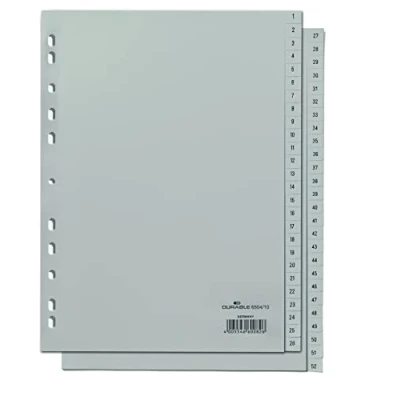 Immagine di Durable 650410 Divisorio con tasti prestampati 1 52, f.to A4, 52 divisi in due sequenze, foratura universale, grigio