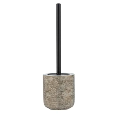 Immagine di WENKO Set WC Fedio, pregiato portascopino in raffinata ceramica di colore bianco con inconfondibile look a rilievo color oro, dipinto mano, scopino igienico, Ø 11,5 x 39,5 cm