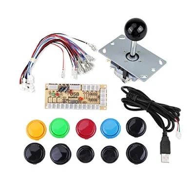 Immagine di Hilitand Zero Delay Gioco Kit Parti Fai da Te 10 Pulsanti + Giochi PC Joystick Nero codificatore USB per MAME