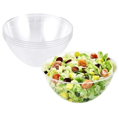 Immagine di Matana 5 Grandi Ciotole in Plastica Rigida Trasparente, Insalatiere, 3000ml Resistenti e Riutilizzabili Insalate, Finger Food, Snack Patatine Feste, Picnic, Compleanni, Barbecue
