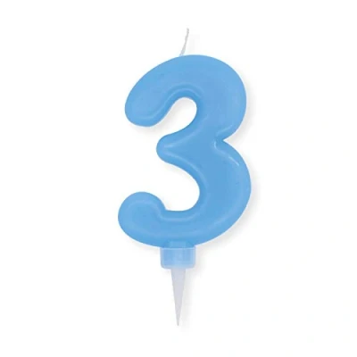 Immagine di Candeline numerali Plump Celeste Cm. 10 per Compleanno Vari Numeri (3 (codice 74183))