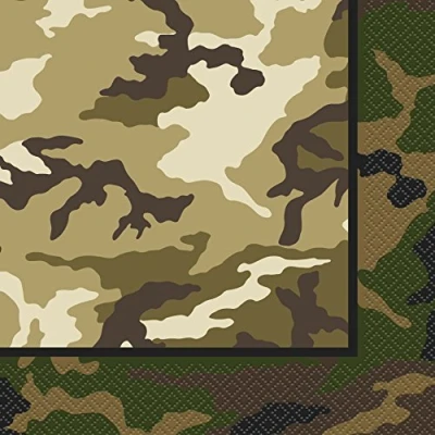 Immagine di Unique Party 48522 16,5 cm Tovaglioli di Carta a Tema Camuffamento Militare, Confezione da 16