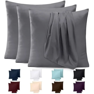 Immagine di Utopia Bedding Federe Set Di 4 80 x Cm Copricuscino In Poliestere Morbida Spazzolata Microfibra Con Chiusura A Busta Grigio
