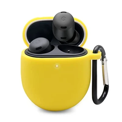 Immagine di GIOPUEY Cover Compatibile con Google Pixel Buds Pro/Buds Pro 2, Cilicone Custodia, Ultrasottile Case Cover, Antiurto, Resistente ai Graffi Giallo