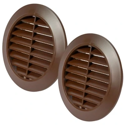 Immagine di Vent Systems 2 pezzi 80 mm marrone copertura di ventilazione prese d&#039;aria rotonde griglia protezione insetti integrata HVAC per bagno, ufficio, cucina