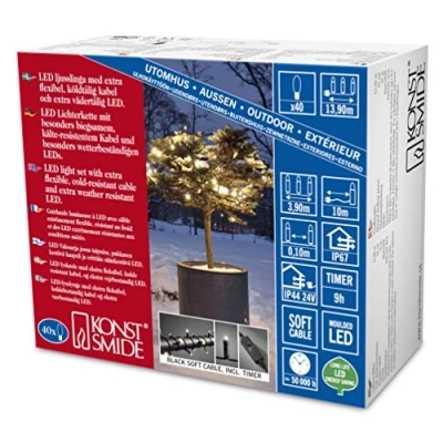 Immagine di Konstsmide 6630 117 Micro catena luminosa esterno rete elettrica Numero di lampadine 40 LED (monocolore) Bianco caldo Lunghezza illuminata: 3.9 m