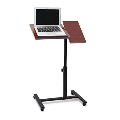 Immagine di Relaxdays Tavolino per Pc, Supporto Computer Portatile, Mobile Grande, HLP 98x60x40,5cm, 4 Ruote Girevoli, Marrone Rosso