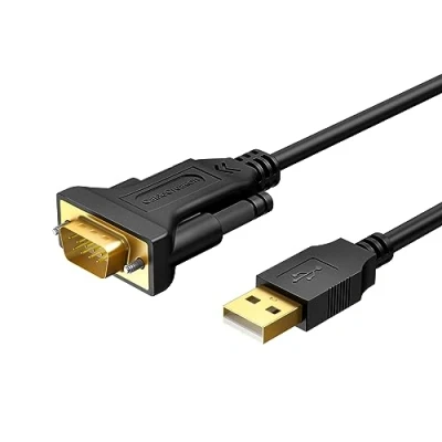 Immagine di CableCreation 1,8 m placcato oro USB 2.0 a RS232 DB9 maschio cavo convertitore seriale con PL2303 chipset per Cassiere registro, modem, scanner, fotocamere digitali, CNC e sopra, nero