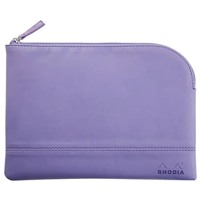 Immagine di RHODIA 116539C Astuccio con cerniera in Simil Cuoio Iris Misura S (11x17 cm) Cuciture autentiche Interno tessuto Arancione Organizzazione Documenti e piccoli oggetti
