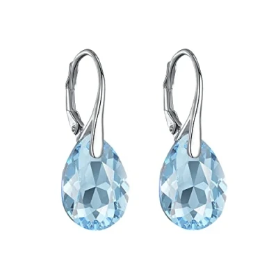 Immagine di Orecchini pendenti in argento sterling con acquamarina creati cristalli Zircondia®
