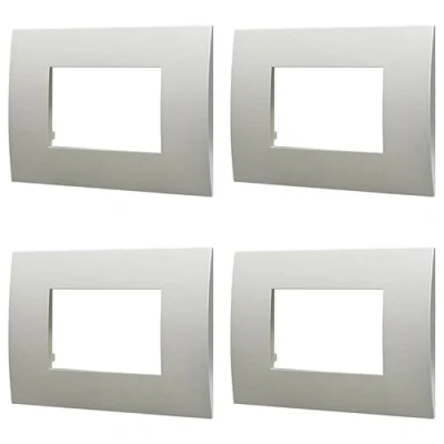 Immagine di 4 Pezzi Placca Compatibile Con Vimar Arke, Placche In Plastica (3 Posti/Moduli,Silver)