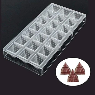 Immagine di Voarge Stampo 3D a forma di piramide in policarbonato per cioccolatini, vassoio trasparente fatto mano dolci, fondente, cucina, dolciumi, cioccolatini