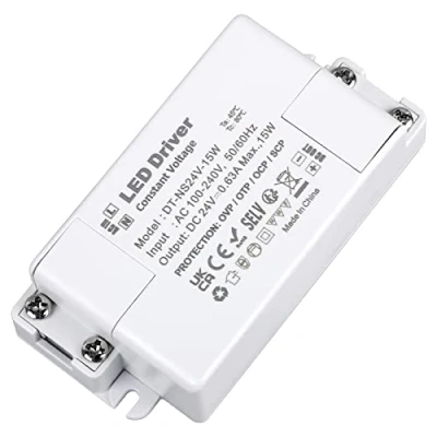 Immagine di VARICART Trasformatore LED 24V 15W, 220 DC 0.63A Alimentatore LED, Bassa Tensione Costante Driver per Strisce Luci Armadi e G4, MR11, MR16 Lampadina (Confezione da 1)