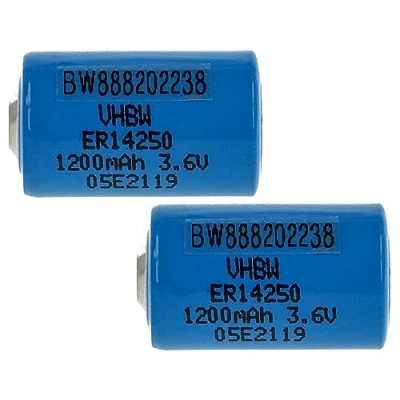 Immagine di vhbw 2x pila cilindrica al litio ER14250 sostituisce 1/2AA, 1770 XZ, 3B26, 418 0076, 60 0576 100 Batterie speciali (1200mAh, 3,6V, Li SOCl2)
