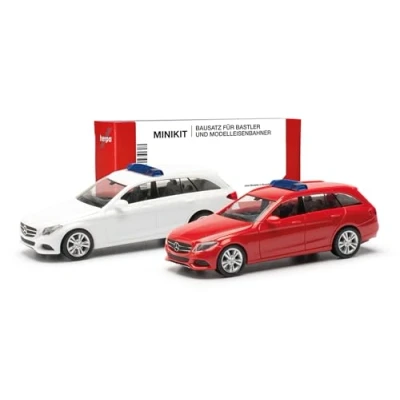 Immagine di Herpa 013284 003 H0 Auto modello Mercedes Benz Combinazione classe C con barra di segnalazione, rossa e bianca