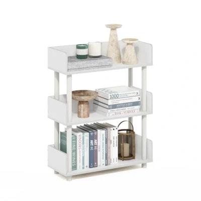 Immagine di Furinno Turn N Tube Espositore multiuso autoportante a 3 livelli, libreria, Bianco/Bianco