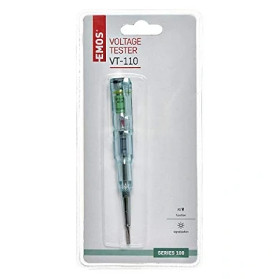 Immagine di EMOS MS 18 M0018 tester di tensione/tensione/misuratore AC/DC, 0 250 V, indicatore polarità, senza contatto, trasparente