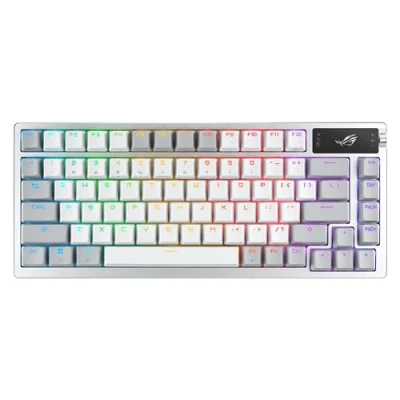 Immagine di ASUS ROG Azoth Tastatur 75%, hot swappable mit OLED Display backlit kabellos 2.4 GHz, Bluetooth 5.1, USB 2.0 Tastenschalter: NX Gun Metal (90MP031A BKFA10)