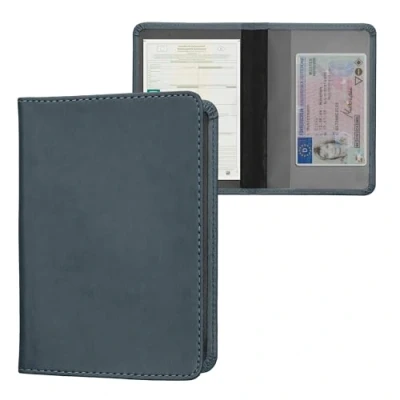 Immagine di kwmobile Custodia in Pelle PU per Libretto Circolazione Auto Cover Portalibretto con Scomparti Tessere Patente Foderina Porta Documenti Ardesia Scuro