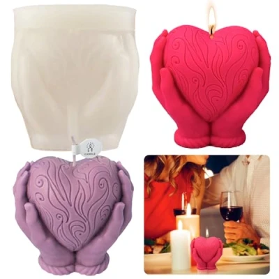 Immagine di Stampo in silicone a forma di cuore, silicone, 3D, per candele, fai da te, sapone, amore,