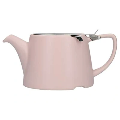 Immagine di London Pottery Company 43220 Teiera ovale con infusore per tè sfuso, in grès porcellanato, Terraglia, Satin Pink, 3 Cup Loose Leaf Teapot