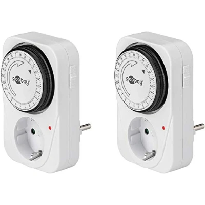 Immagine di Goobay 55538 interruttore orario analogico per interni prese ciclo di 15 minuti regolabile controllo LED set 2 Versione Tedesca