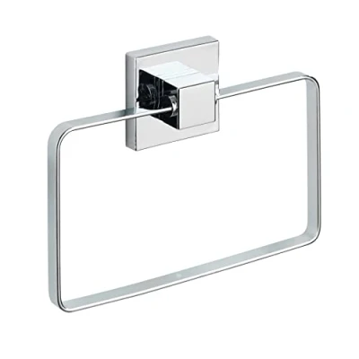 Immagine di WENKO Anello portasciugamani da parete Vacuum Loc Quadro, per bagni e cucine, attacco sottovuoto senza foratura, realizzato in acciaio inossidabile lucido antiruggine, 18,5x14x3,5cm